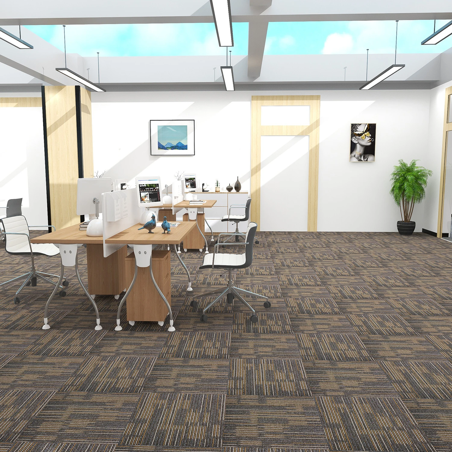 100% PP Modern Designed Commercial Modular Office Carpet Tile Flooring