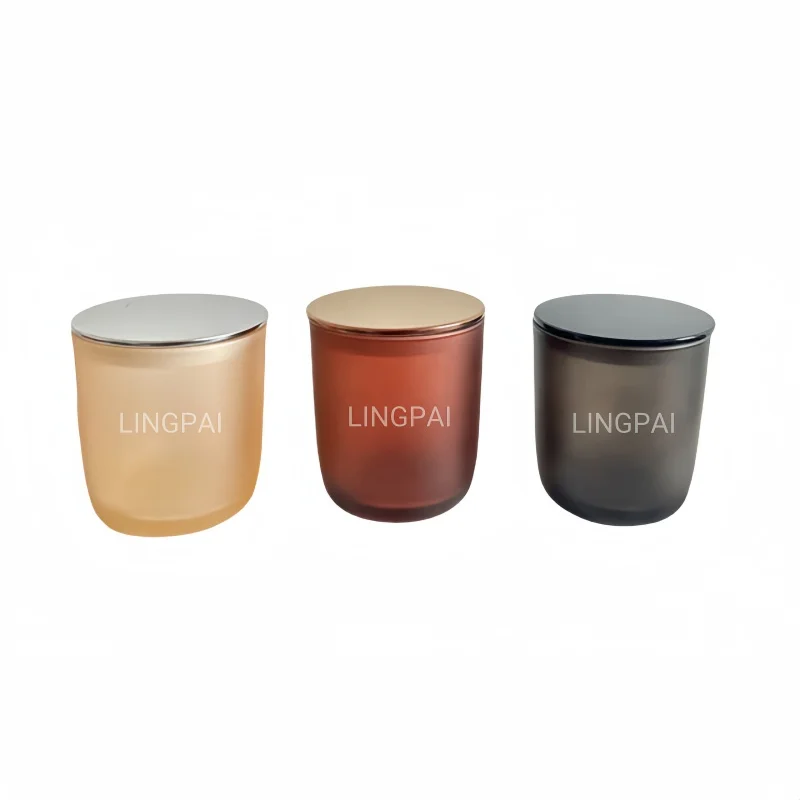 Mini Large 8oz 10oz 12oz 14oz 15oz Amber Black Frost Matte Transparent Gloss Reusable Empty Glass Candle Can