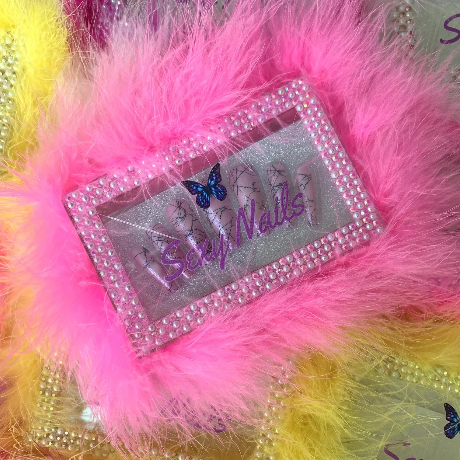 Small personalized xl l middle presson press on nail and lash cute packaging box with room for glue xl pressons nails packages