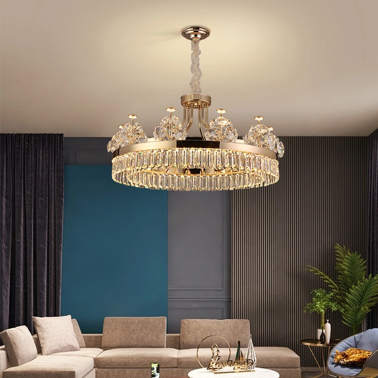 Morden Luxury Gold Decoration Villa Hotel Lobby Crystal Led Ceiling Chandeliers Pendant Light