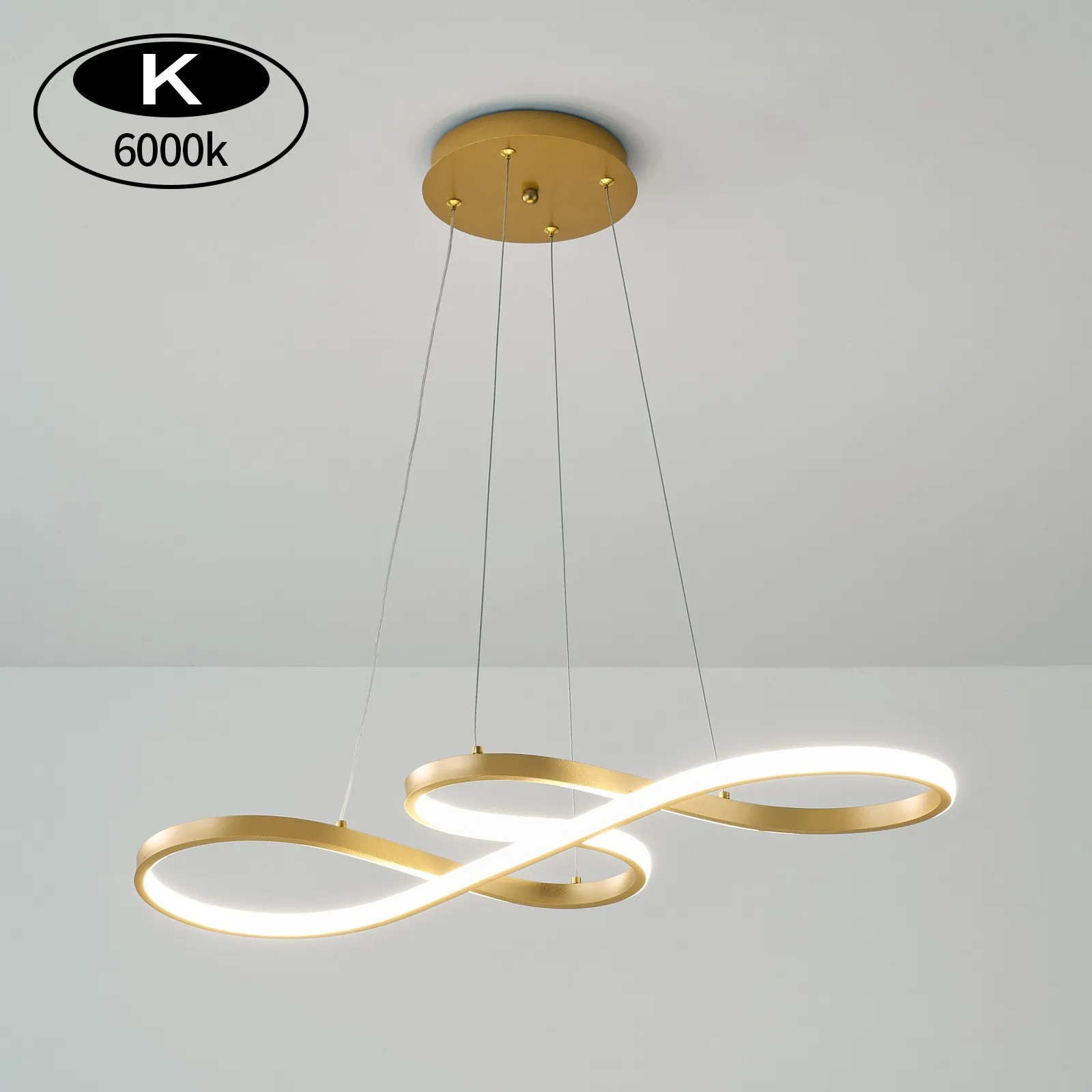 New Custom Bedroom Hotel Project Round Iron Aluminum Acrylic Lighting Modern Chandelier Led Circle Ring Pendant Light Lamp