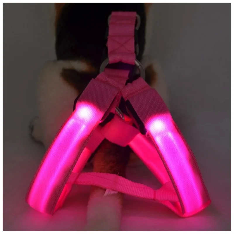 Wholesale Rechargeable Light Up Dog Belt Adjustable Vest Chest LED Pet Dog Harness