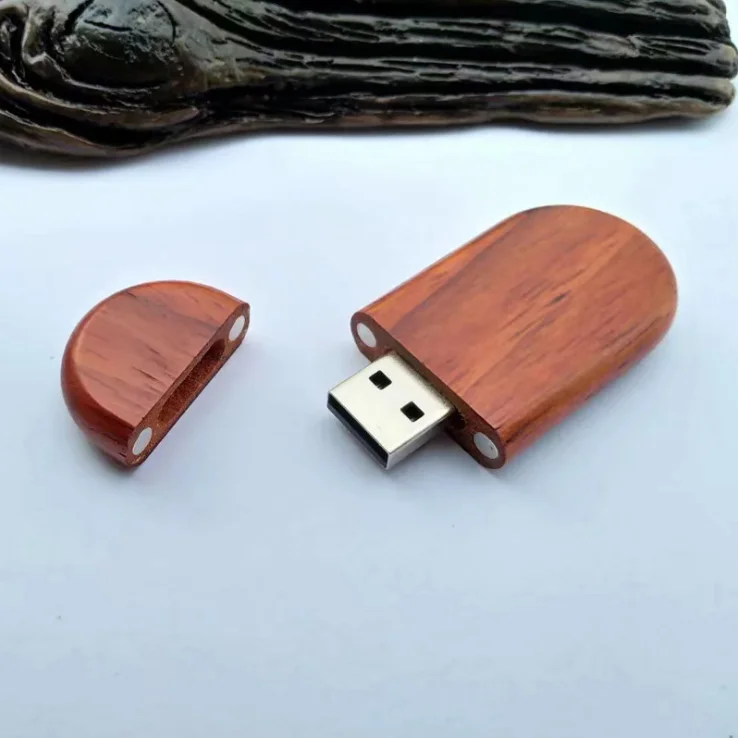 Оптовая продажа с фабрики, магнитный Большой овальный деревянный USB Высокоскоростной Стабильный USB флеш-накопитель, бамбуковый деревянный USB-накопитель с индивидуальным логотипом