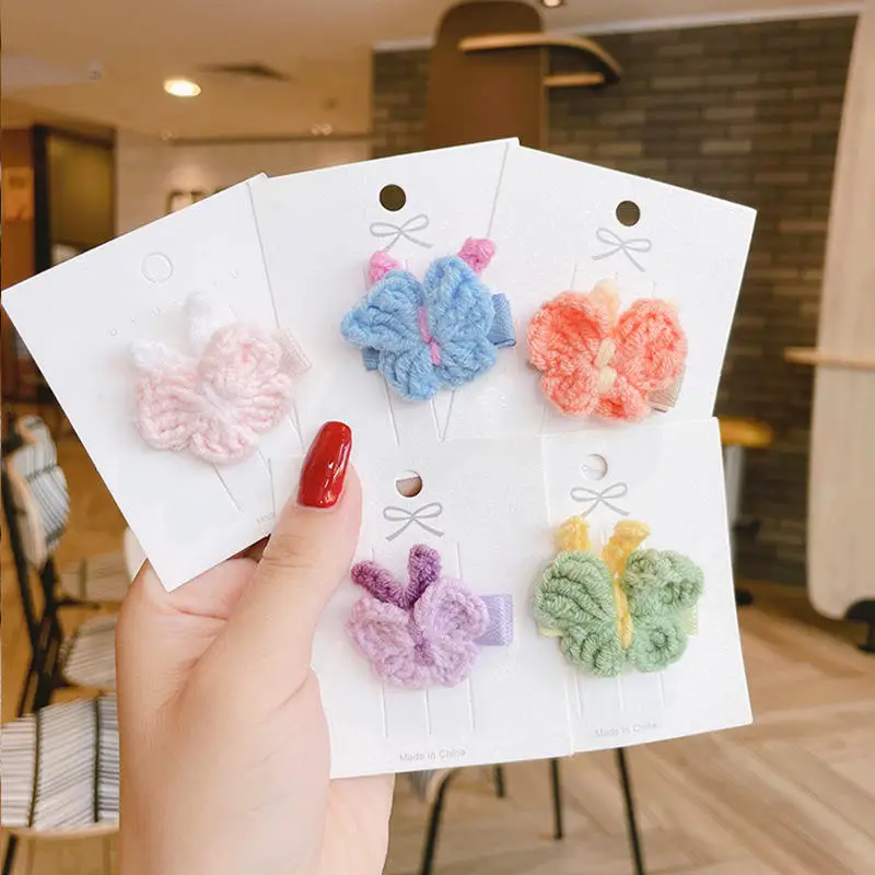 Hair clip of Bowknot of Coloured Wool South Korea New Acts Role of Lovely Contracted Bag Edge Hair Clip