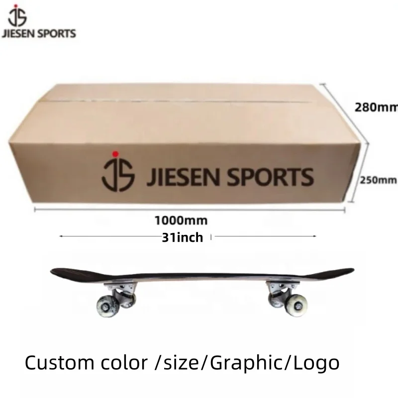 JIESEN Hot Sale Laser Skateboard Custom Pro Skate Board Deck Cheap Price Manufacture Lsare Foil 7 Layers Wood Maple