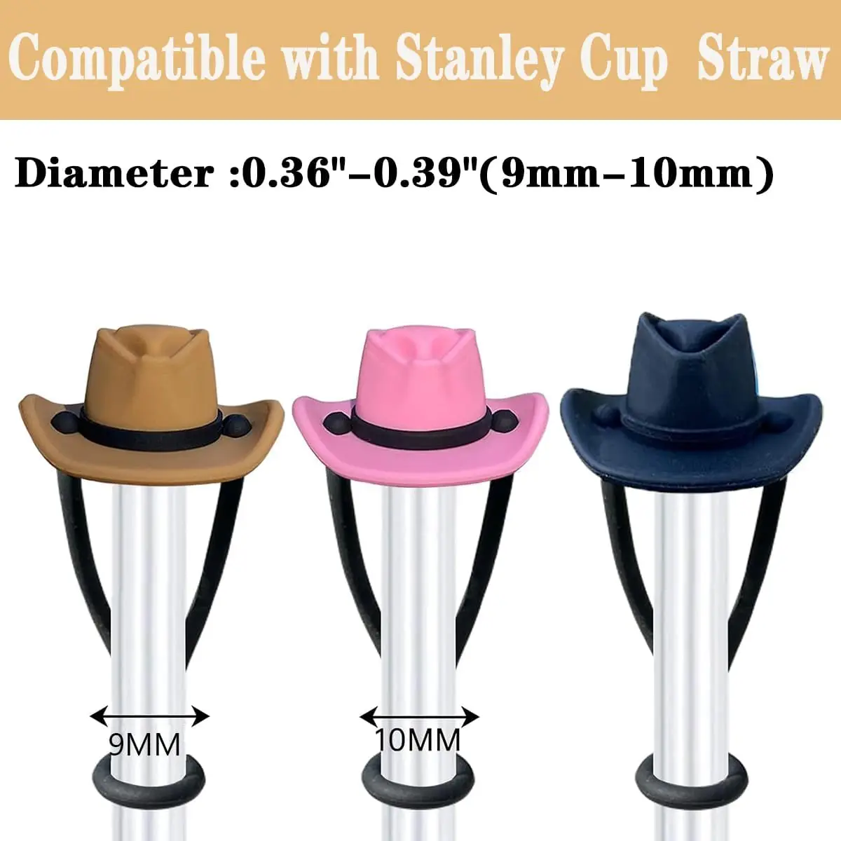 4pcs 6pcs Customize Packing 6 Color Silicone Cover Dust Proof Straw Plugs Tight 10mm stanley Cowgirl Cowboy Hat