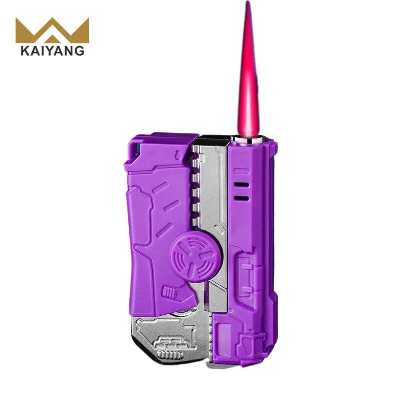 Mecha Gyro Windproof Butane Lighter Red Flame Refillable Gas Lighter for Cigarettes Wholesale Deals