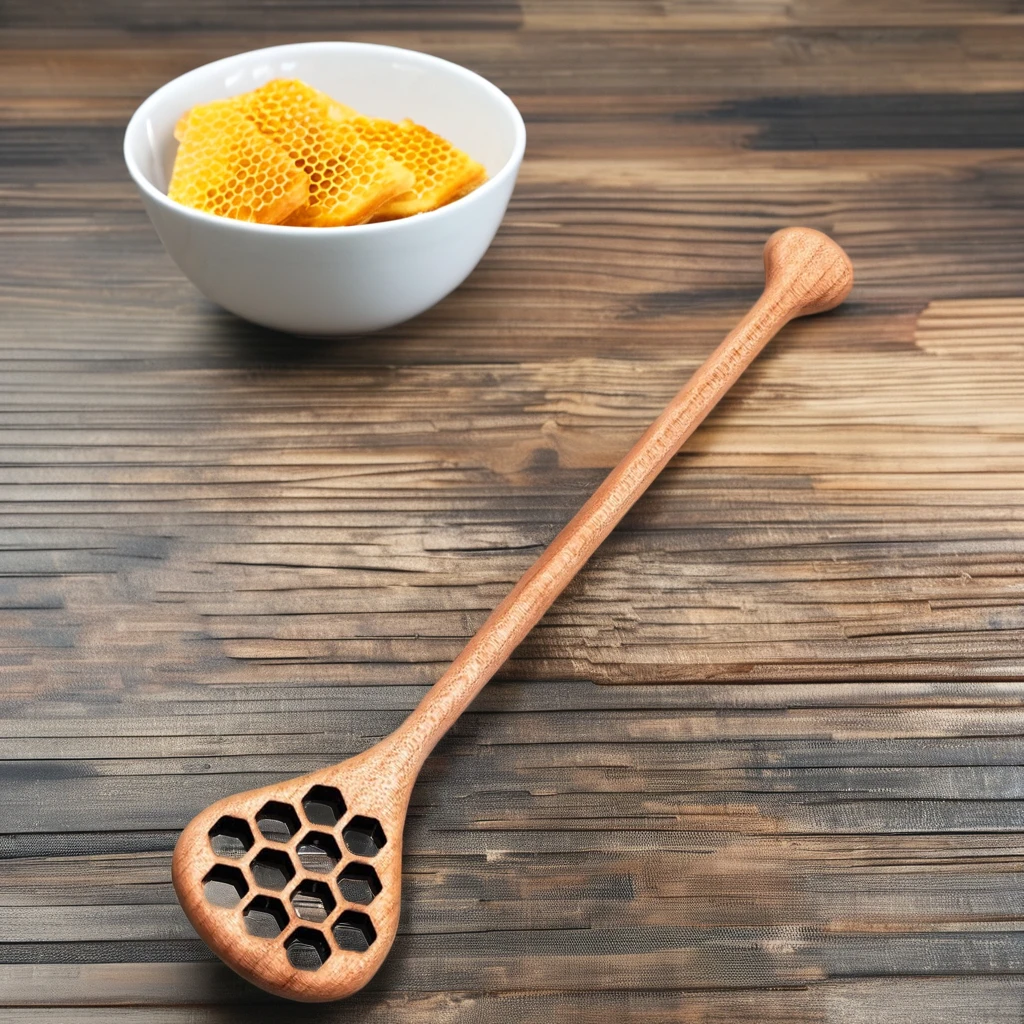 Customizable Modern Design Bamboo Dinner Spoon Wooden Honeycomb Food Stirring Spoon Logo Engraving Serving Tableware Craft Gift