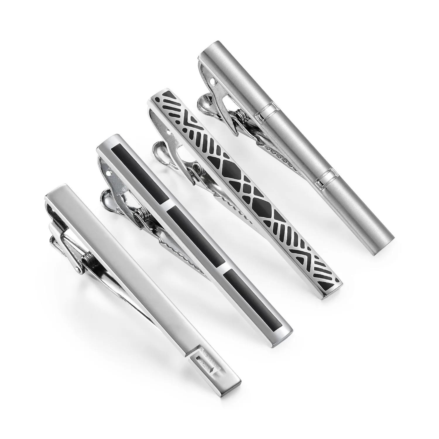 Мужской серебряный комплект зажимов для галстука деловой одежды простой черный зажим для галстука