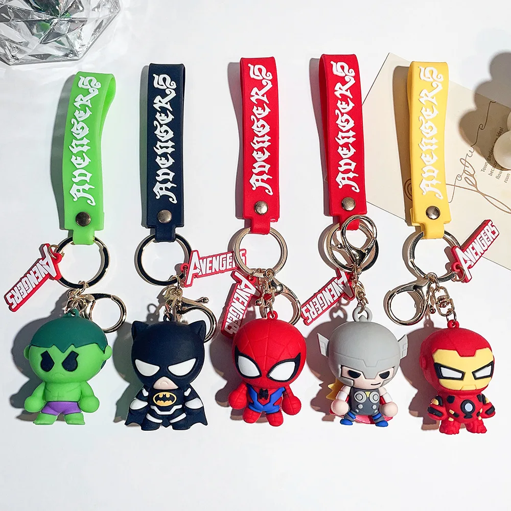 Wholesale hot selling 3D model PVC keychain cartoon spider green man keychain Avengers series keychain