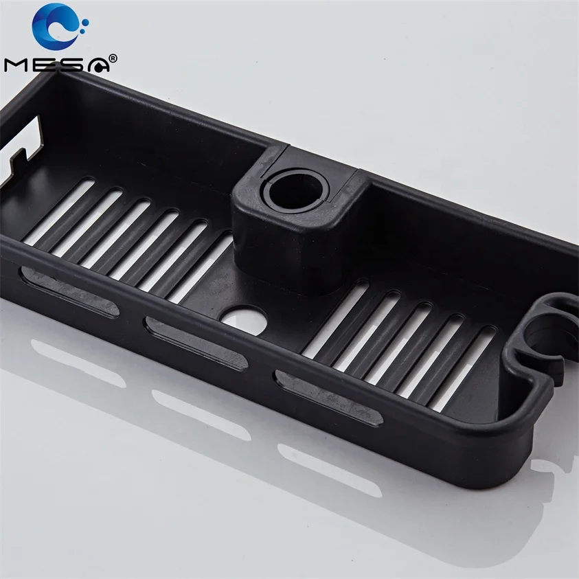 MESA 3 Function Black Shower Systems with Rain Shower Handheld Spray Gun and Shelf