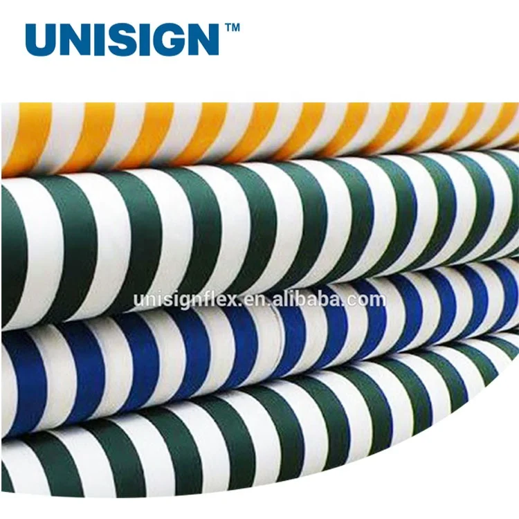 Unisign Waterproof Awning Fabric PVC Striped Tarpaulin Covering Material