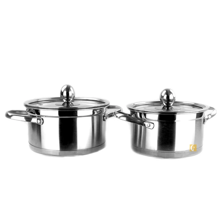 
double handle glass cover 201 stainless steel double bottom small stockpot personal hot pot 
