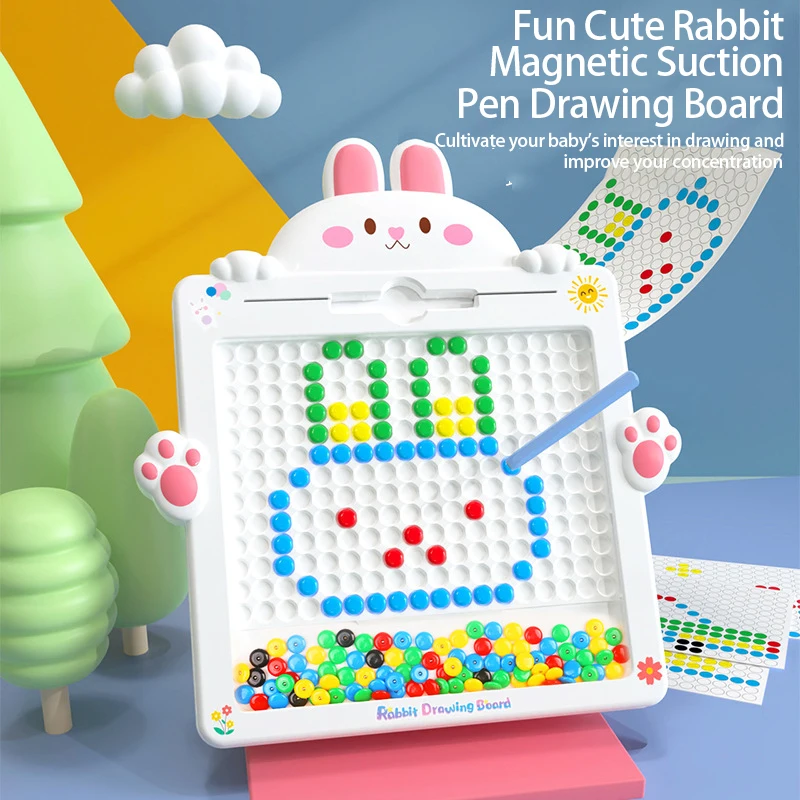 SL Magnetic Drawing Board Toys With Pen And 50 Colorful Beads Educational Toys Kids Learning Painting Puzzle Game Doodle Board