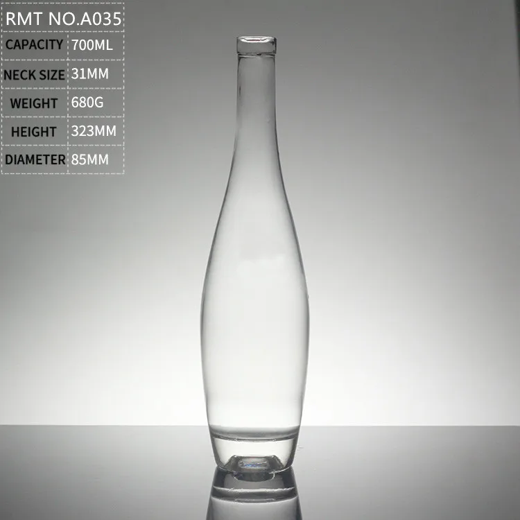 glass bottle suppliers 700ml clear vodka bottle glass gin glass bottle