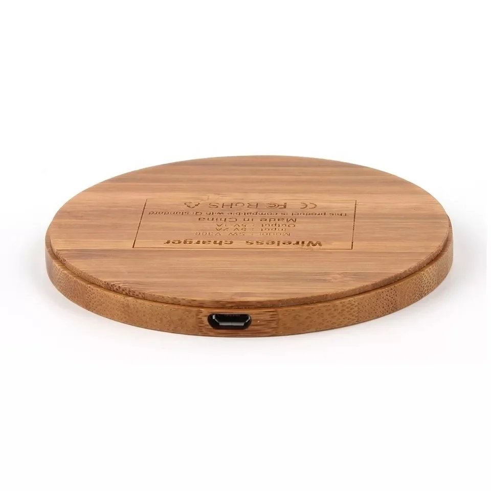 10W Wireless Charging real bamboo wood Portable Universal Wooden Wireless Phone Fast Charger Customized Mobile Power