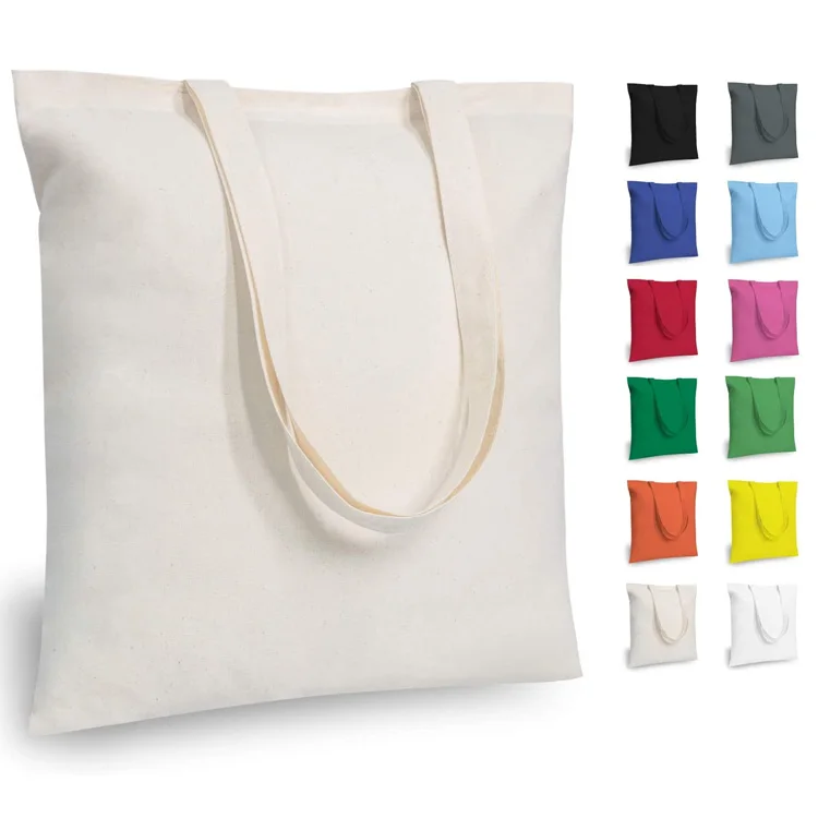 Customized Logo Printed  Recycle Plain Organic Cotton Canvas Tote Shopping Bags with zipper