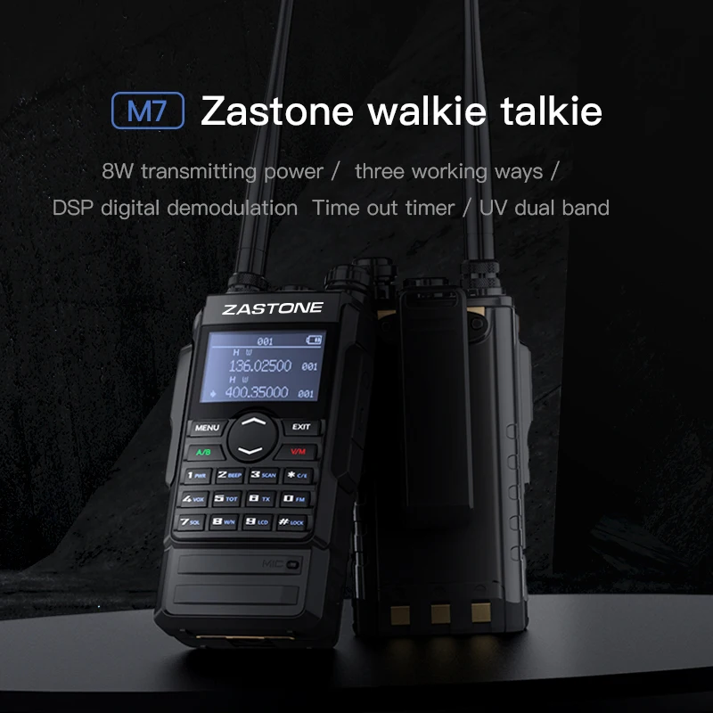  Zastone M7 большой дальности передачи мощность Портативный двусторонней радиосвязи зашифрованные иди и болтай Walkie