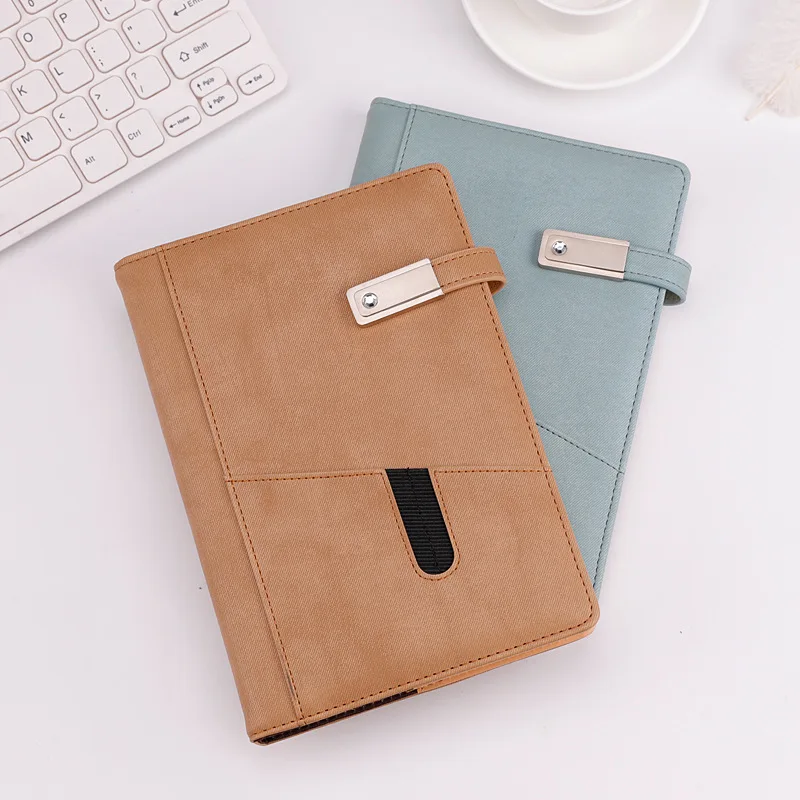Creative A5 customised pu leather planner business office diary with card holder pen slot phone pocket note book notebook