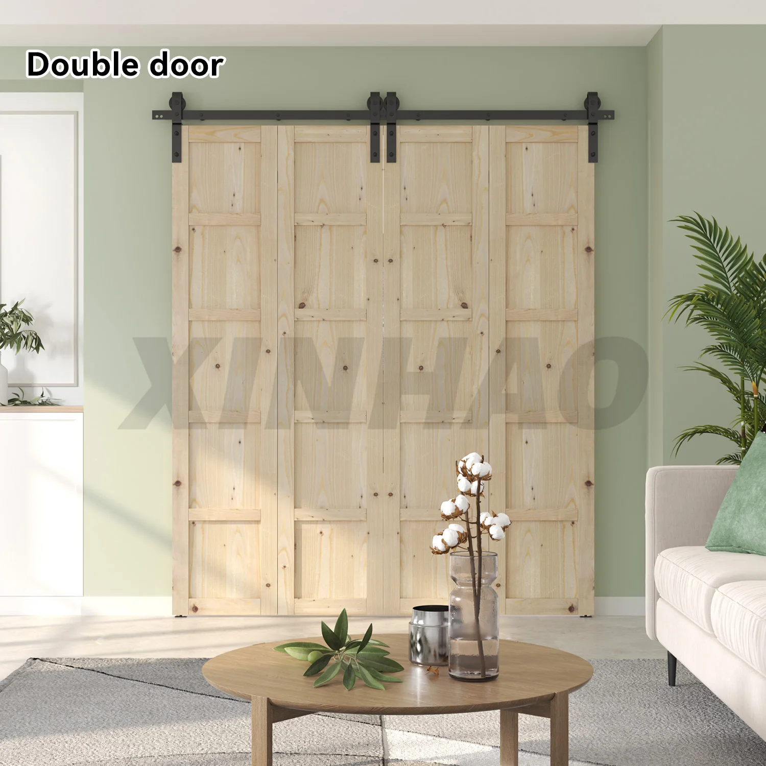 Hot Sale Bi-fold Sliding Barn Door Hardware Kit Four Door Panel Fittings Bi-folding Industrial Folding Door Roller