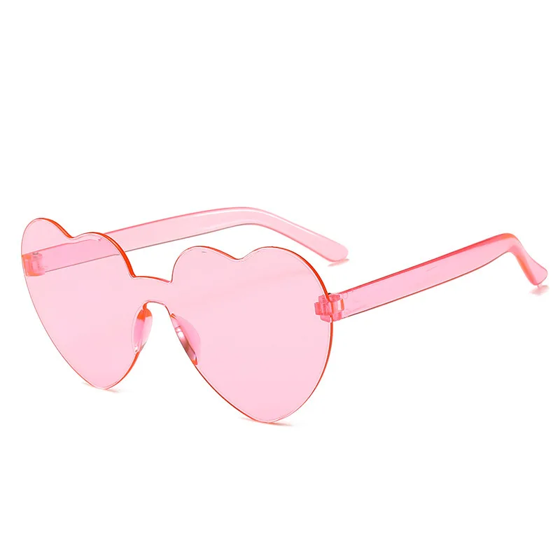 Eyewear Big Frame Sunglasses Candy Colors Lenses Heart Shape Women Rimless Girls Glasses