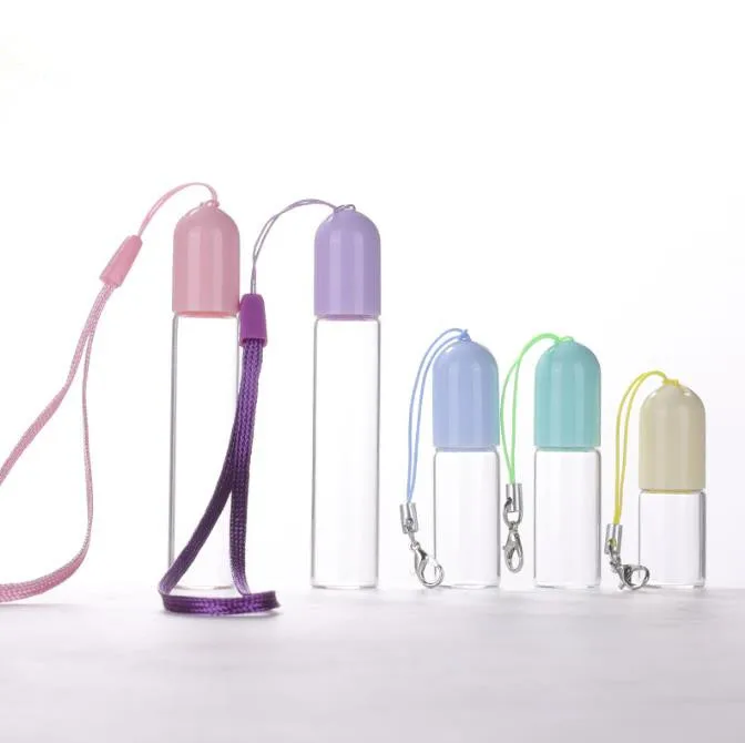 3ml 5ml 10ml clear glass roll on bottle with keychain cap for perfume/essential oil