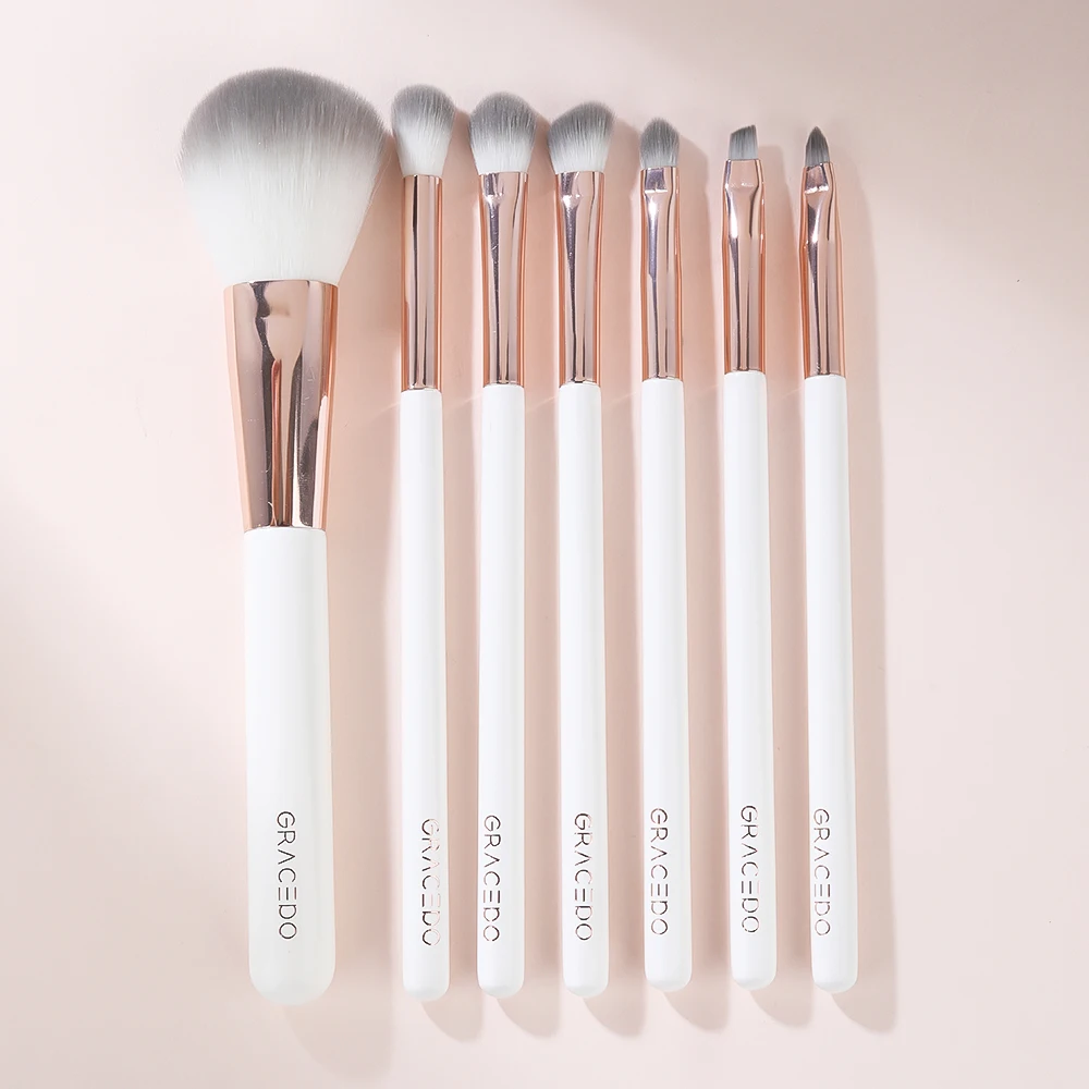 GRACEDO GR034 RTS 7pcs makeup brushes low MOQ white soft wholesale customize professional high quality makeup brush