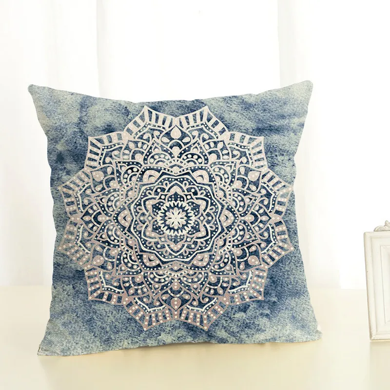 Colorful Mandala Series Geometric Linen Pillowcase Living Room Sofa Cushion Cover Printed Home Decorative Cushion Cover