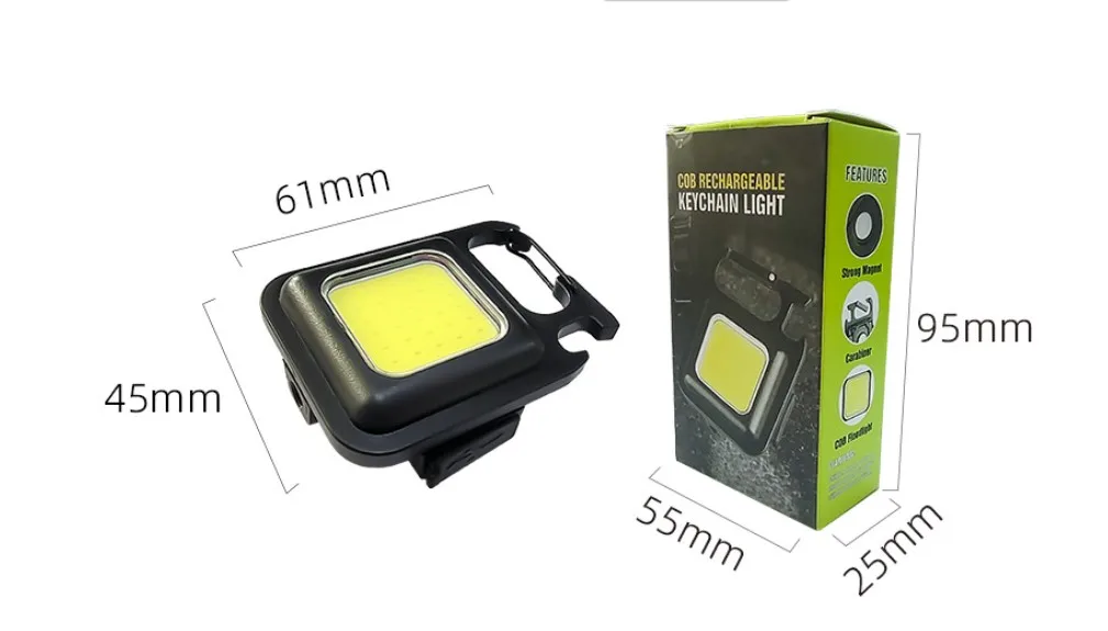 Rechargeable Keychain Flashlights COB Mini Flashlight with 3 Light Modes, Pocket Light with Folding Bracket with Bottle Opener