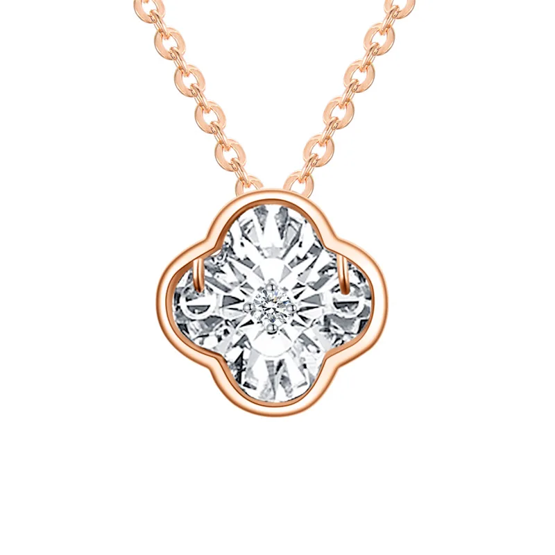 Lerca Dancing Diamond Necklace Lighter Version Cheap Price Fancy Visual Effect 18K Real Gold Diamond Clover Necklace