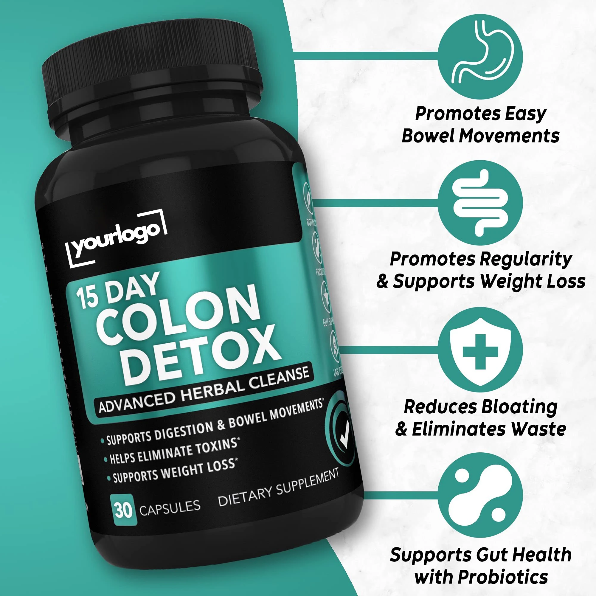 Colon Cleanser capsules - 15 Day Intestinal Cleanse Pills & Probiotic -  Constipation Relief - Probiotic for gut healthy