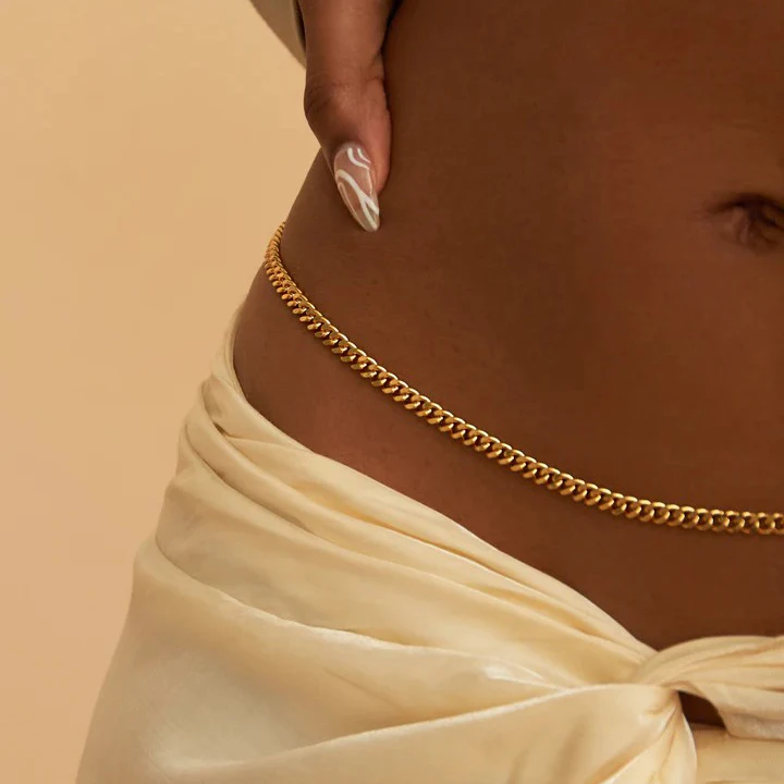 Customized Belly Bikini Gold Body Chain Belt 925 Silver Waist Chain For Women