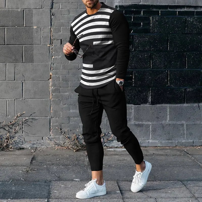 digital printing two piece sweater and pants fall jogging set jogging suits sport black track suit sweatshirt suit