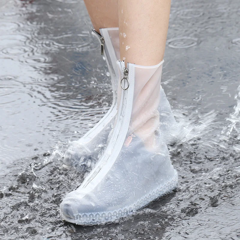 Reusable Long Size Silicone Rain Boots Shoe Cover With Zipper