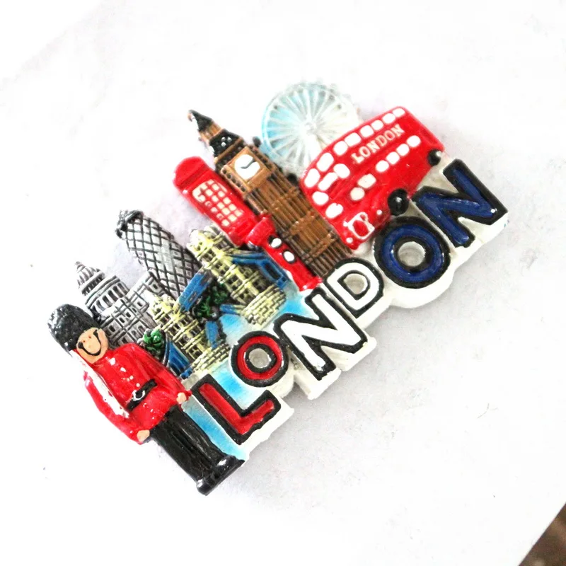 Wholesale custom design London England tourist souvenir handmade resin fridge magnet