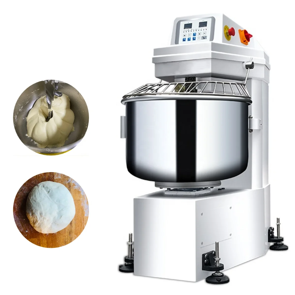 Flour Mixer Industrial Dough Kneader 100kg Wheat Flour Spiral Dough Hook Mixer Bakery Price
