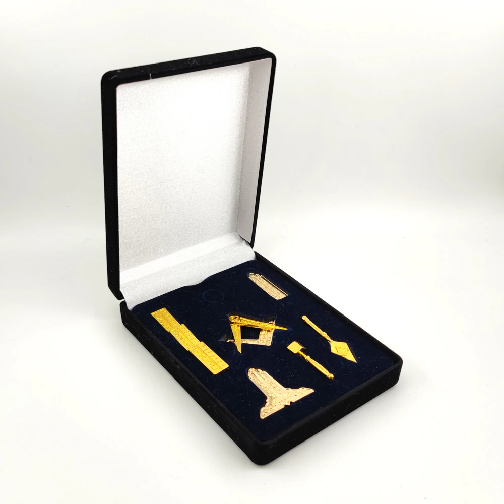 Подарочный набор Masonic масонский синий домик инструменты Freemason миниатюрный Рабочий инструментов в бархатной