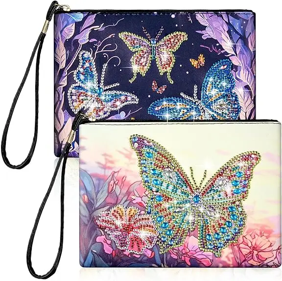 Colorful Butterfly With Yellow Flower 5d Diy Craft Bag Crystal Girl Handbag