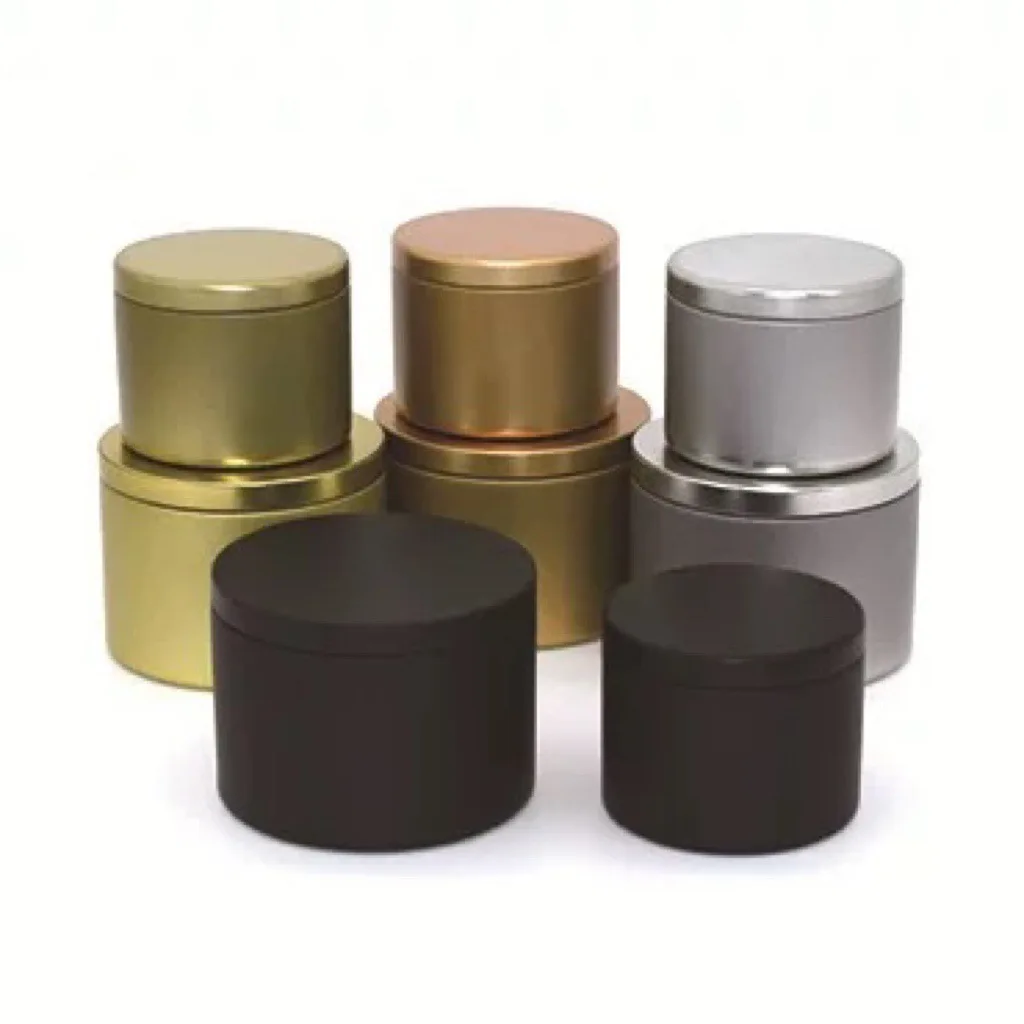 4oz 8 oz Seamless Empty Tinplate Box Tins Cans Candle Tin Container Metal Matte Black Scented Soy Candle Jars with Lid