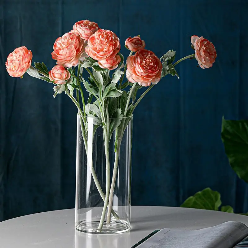 High Borosilicate straight glass vase rose fish tank flower arranging device hydroponic landscape flowerpot vase glass ornaments