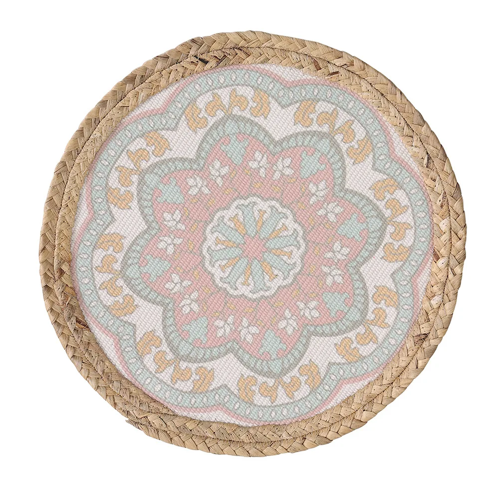 Rattan Mat Wicker Bamboo Decor Coasters Handmade Woven Boho Coasters Small Seagrass Placemats Natural Braided Retro Cup Mat