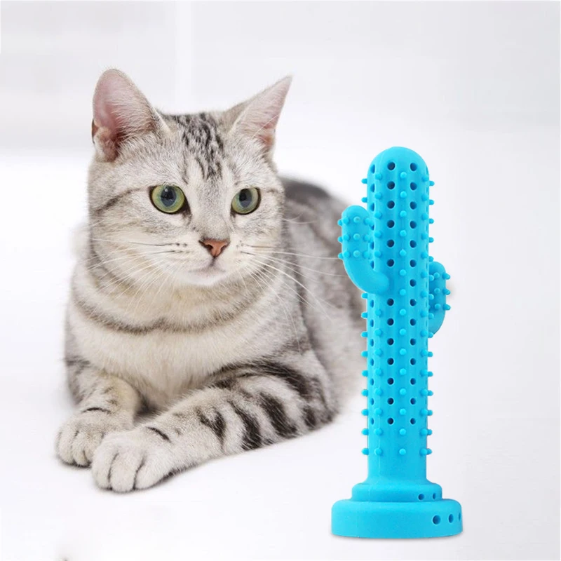 manual Silicone fingers cactus Dog Toothbrush bone shape Pet Molar clean teeth brush for cat catnic chewing Toy Brushing Stick