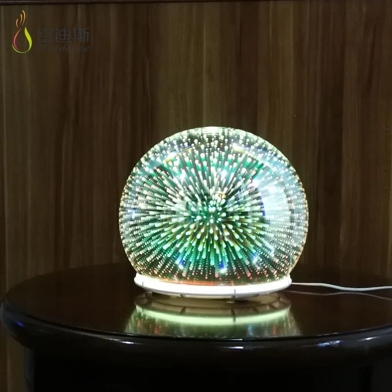 Innovative design 200ml 3d fireworks ultrasonic glass aroma humidifier aromatherapy essential oil diffuser scent diffuser