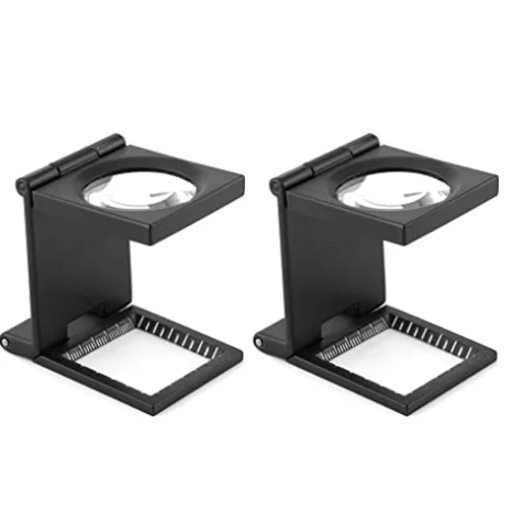 
10x 28mm Mini Three Folding Magnifying Glass Portable Zinc Alloy Magnifier 10X Lens with Scale for Textile Jewelry Collection 