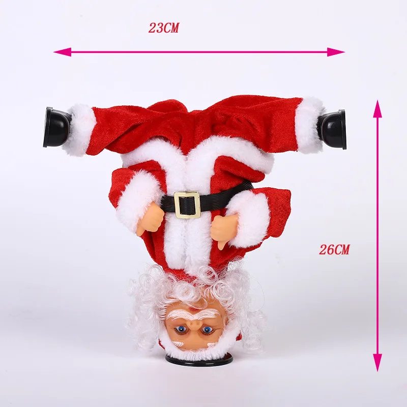 Wholesale Electric Santa Claus Rotating Decor Christmas Dolls Musical Inverted Santa Claus for Holiday Gift