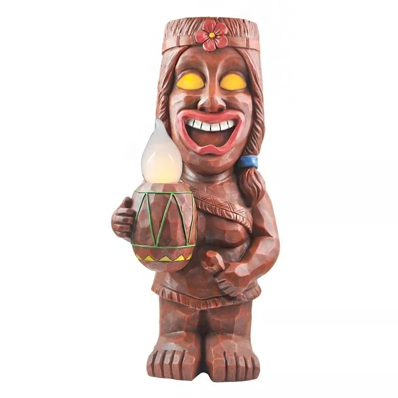 Resin decorations Maya angry totem garden decoration outdoor smiling face totem solar wholesale factory direct supply