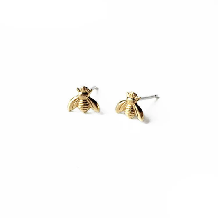 Bumble Bee Earrings Tiny Gold Plated 925 Sterling Silver Bee Stud Earrings For Women