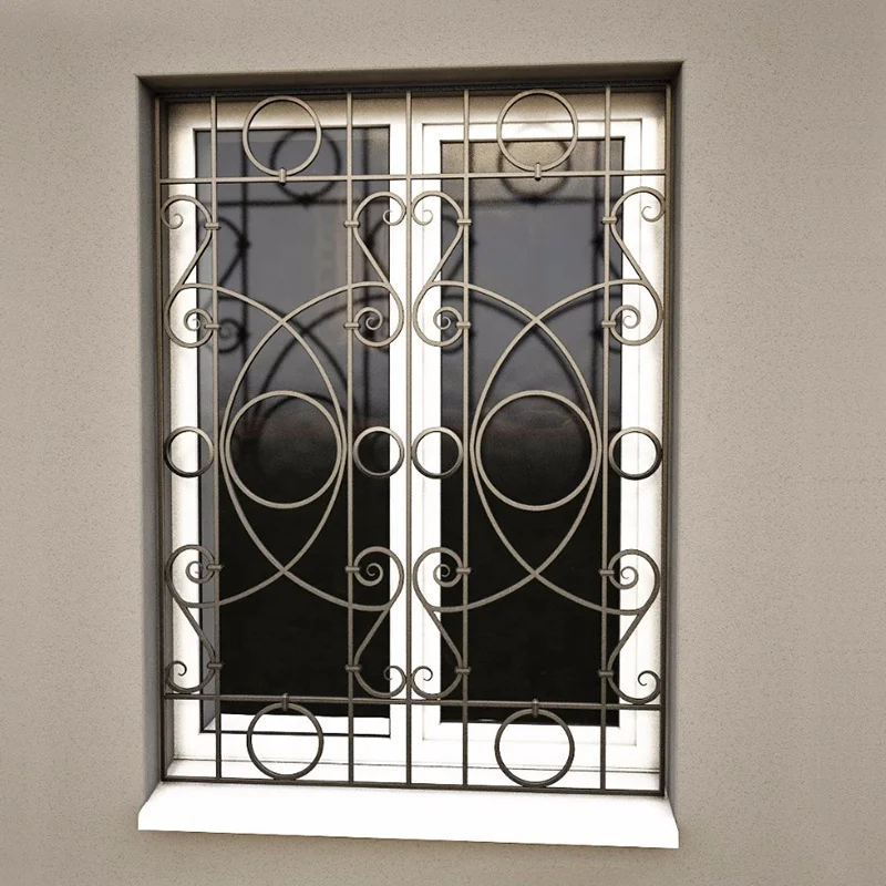 Top-selling handmade forged modern iron window railing grill