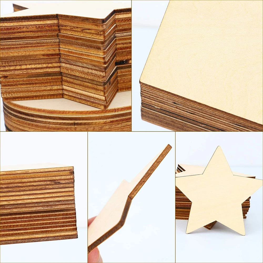 Unfinished Plywood Cutout Slice Wooden Laser Cut Outs for Christmas Decoration for DIY Project