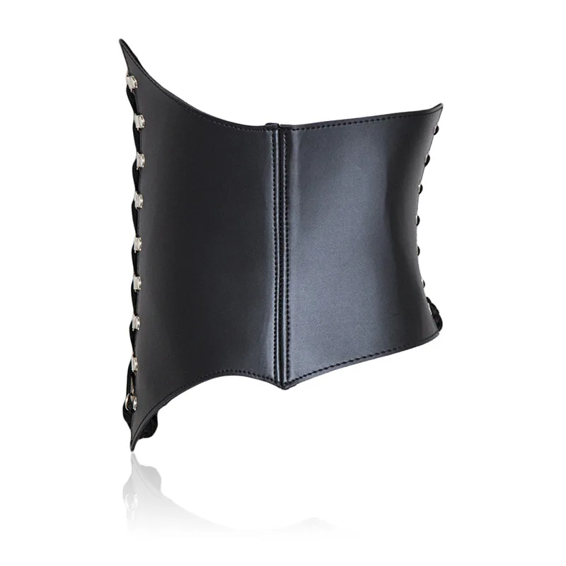 Black Genuine Leather Lace-Up Corset SM Adult Alternative Products Threaded Girdle Body Harness Erotic Lingerie